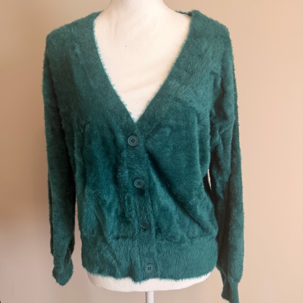 NWT Abound women's button down oversized soft cardigan size small emerald green